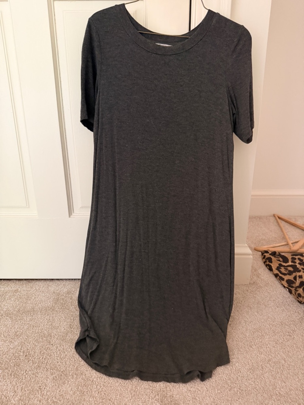 Classic Short-Sleeve Jersey Dress in Charcoal